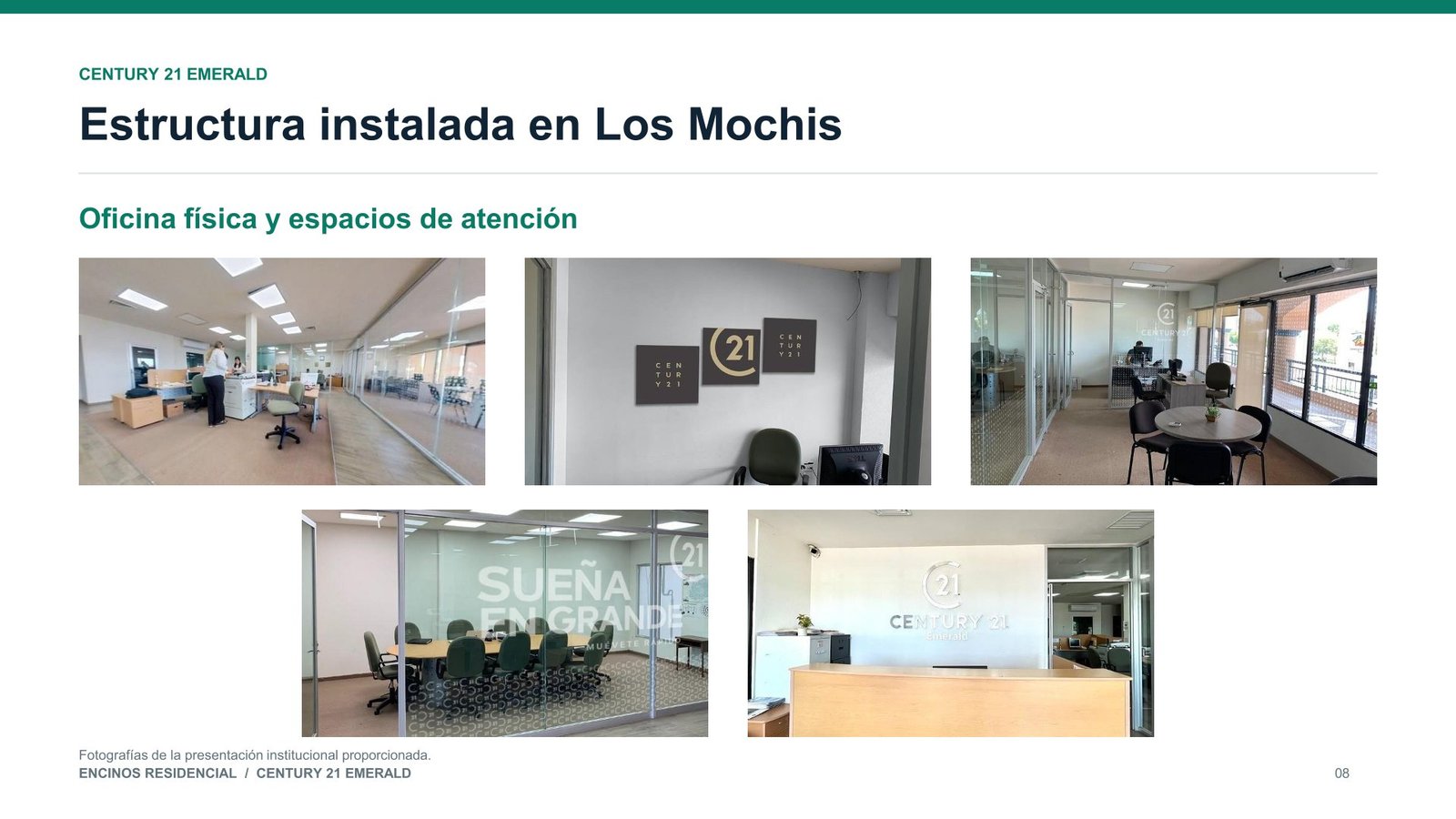 Instalaciones y espacios de atención de CENTURY 21 Emerald en Los Mochis